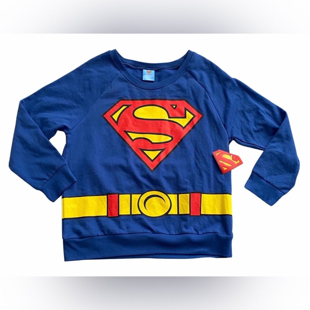 Superman DC Comics Boys Long Sleeve Logo Sweatshirt Blue Size 2XL
